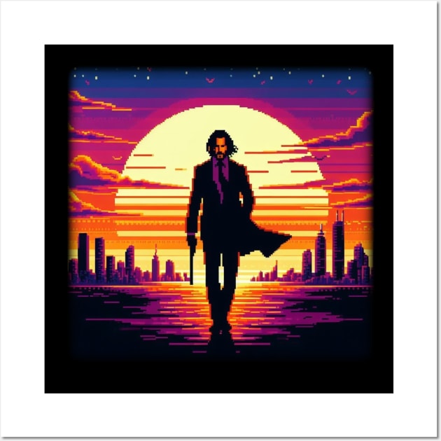 Pixel John Wick Sunset Ichi Wall Art by Amado ⭐⭐⭐⭐⭐